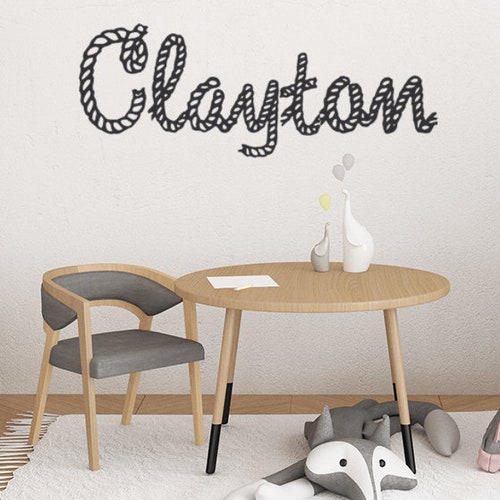 Custom Kids Wall Decal Rope Name Lettering, yellowstone ranch country Western Decor, Nautical Wall Decor,  Childs Name wall Decor, PLAYROOM