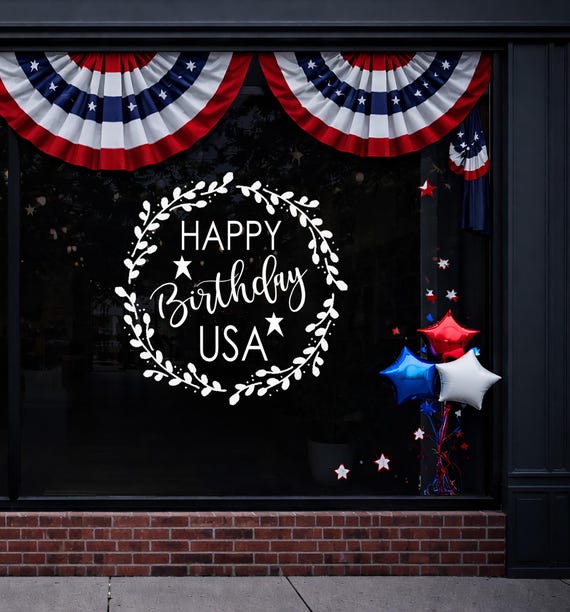 Happy Birthday USA 250th Anniversary vinyl decal, 4th of july decorations, Patriotic Sticker