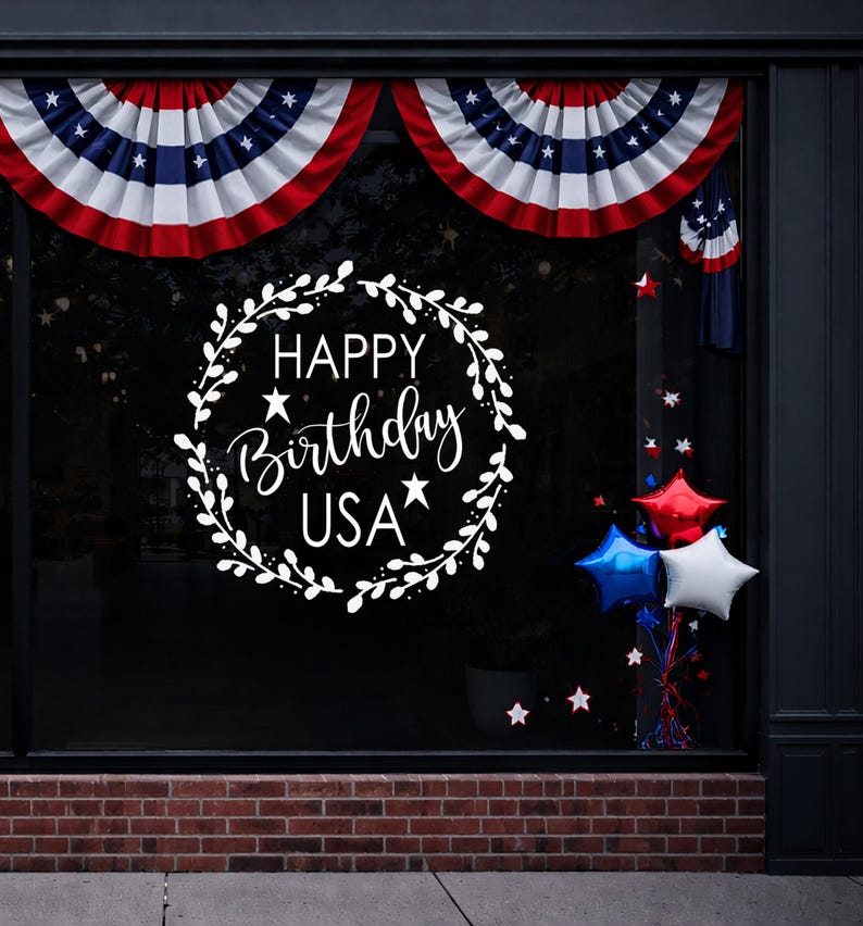 Happy Birthday USA 250th Anniversary vinyl decal, 4th of july decorations, Patriotic Sticker image 1