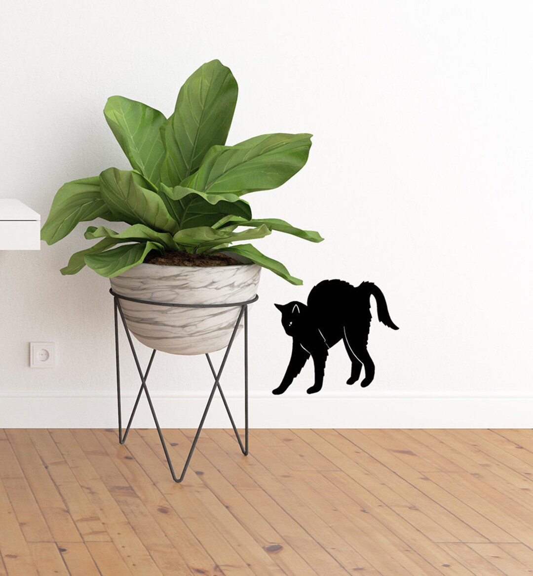 Black Cat Vinyl Decal Halloween Decor, Cat Sticker for Window, Wall ...