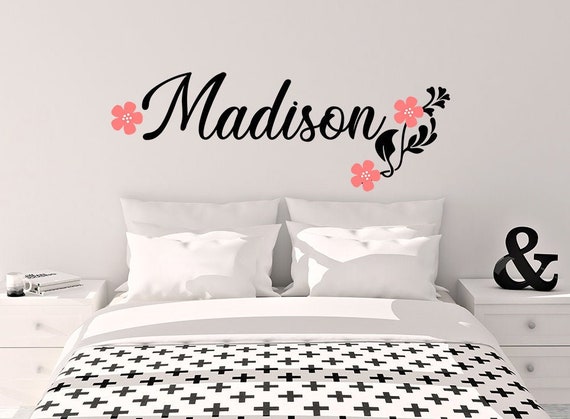 Safe on Walls /& Paint Anti-Glare Large Matte Vinyl Monogram Lettering Handmade to Order Made in USA Personalized Custom Name Wall Decal for Baby Girl Nursery Room