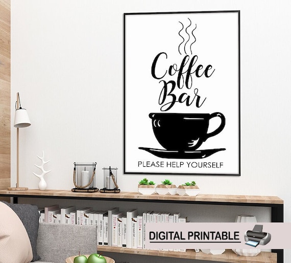 Buy Coffee Bar Digital Download Print, Coffee Printable, Poster.