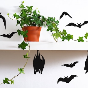 Black Bats Halloween Decor, Vinyl Bat Decals for glass, mirror, doors, walls, pumpkins, ceilings creepy halloween decor, goth decals