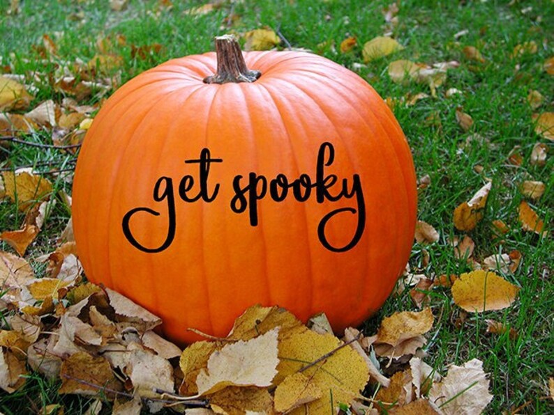 Halloween door decal, halloween wall decal, halloween decals, halloween pumpkin decal, halloween decorations, get spooky decal for halloween image 1