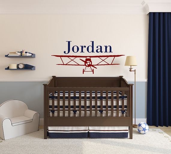Airplane Decal For Baby Nursery Baby Boy Wall Decor Personalized Airplane Wall Decal For Kids Room Explorer Decor Name Wall Decal Plane