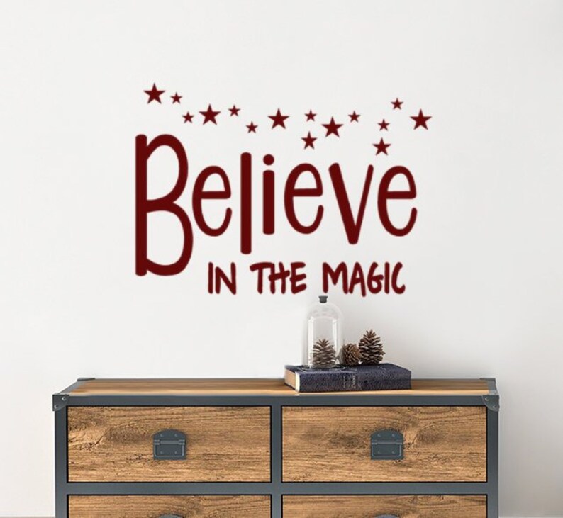 Believe in the Magic Vinyl Wall Decal Words Christmas Quotes Etsy