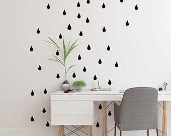 Raindrop Vinyl Wall Decal Stickers | Set of 45 | Abstract Pattern Wall Decals, Modern Wall Stickers, Childrens Nursery Wall Art, Playroom