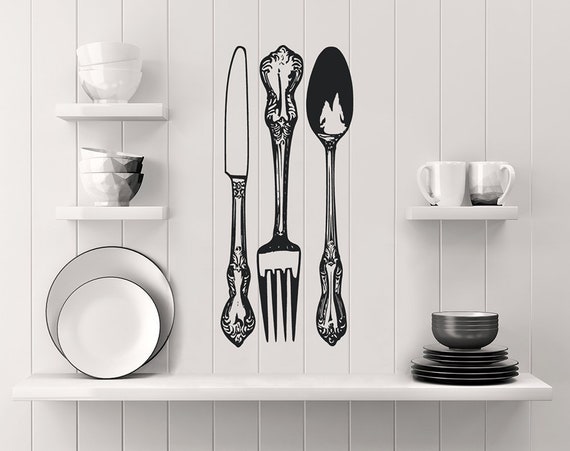 Silverware Vinyl Decals Cabinet Door Decals Cabinet Decal Etsy