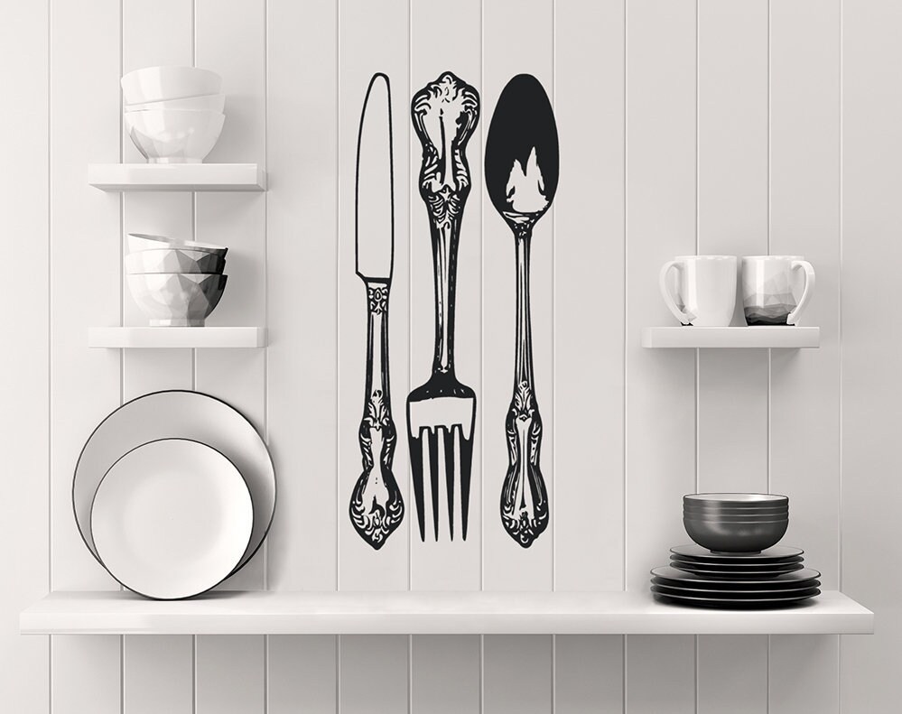 Silverware Vinyl Decals Door Decals Decal Etsy