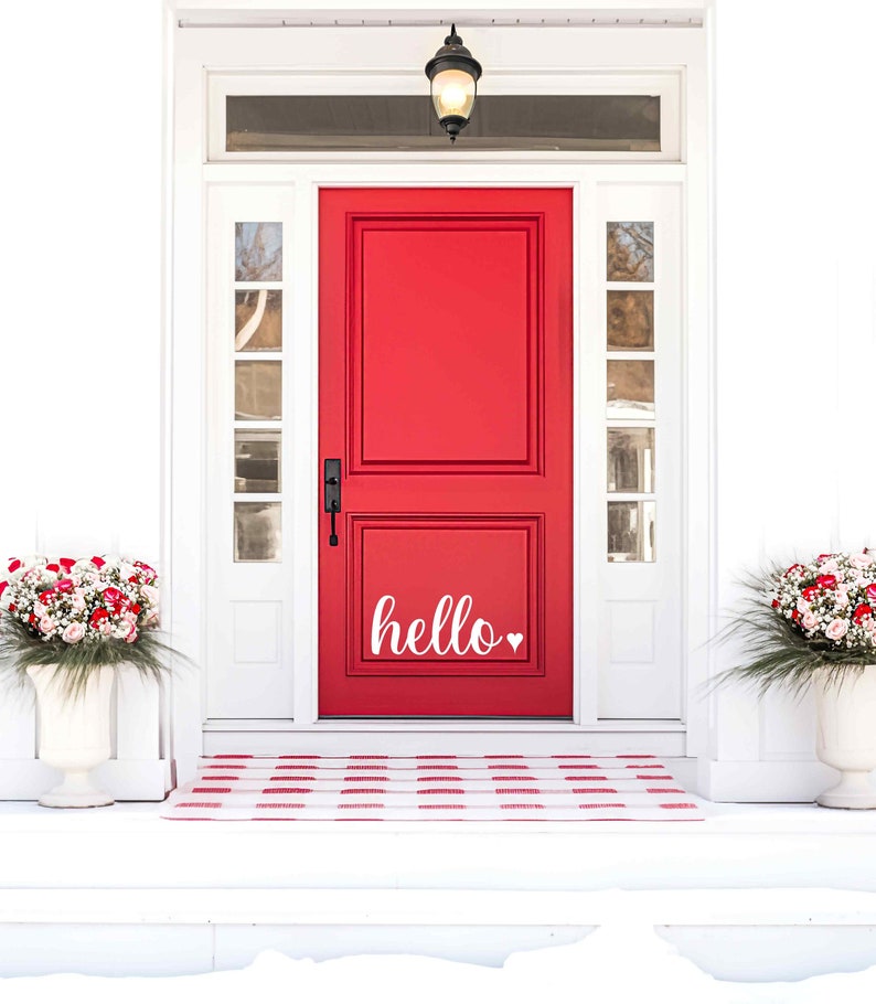 Hello Decal, Front Door Decals for Home and Office, Front Door House Decal, Valentines Day Decor, Window Vinyl decal, Welcome sign image 1