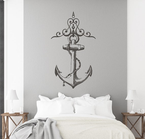 anchor wall decal anchor vinyl decal beach wall decor | etsy