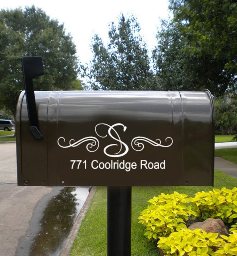 Mailbox Monogram Vinyl Decal Street Address Decal Family Etsy