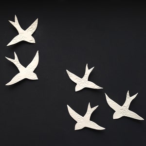 Porcelain wall hanging art sculpture Swallows over Morocco 5 White birds Handmade ceramic wall art Bathroom Hall Living room Moroccan design image 1