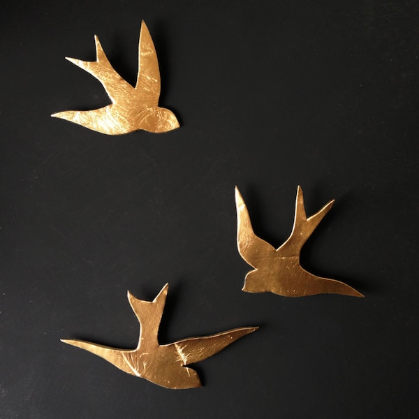 Gold Bird Wall Art Etsy