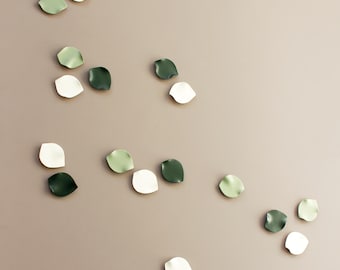 Grote porseleinen muurkunstsculptuur: bloesemblaadjes groen, donkerkaki en natuurlijk wit (19)