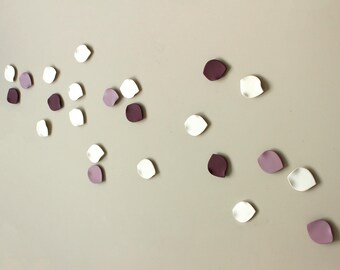 Blossom Petals - Original Ceramic Wall Artwork in Porcelain, Deep Blackberry Purple and Soft Violet