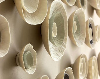 Floreo - Natural Porcelain and Bronze Textured Ceramic Wall Art Sculpture Made to Order