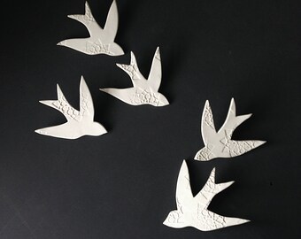 Wandkunst Schwalben im Flug weiß Porzellan Vogel Wandskulptur | Etsy
