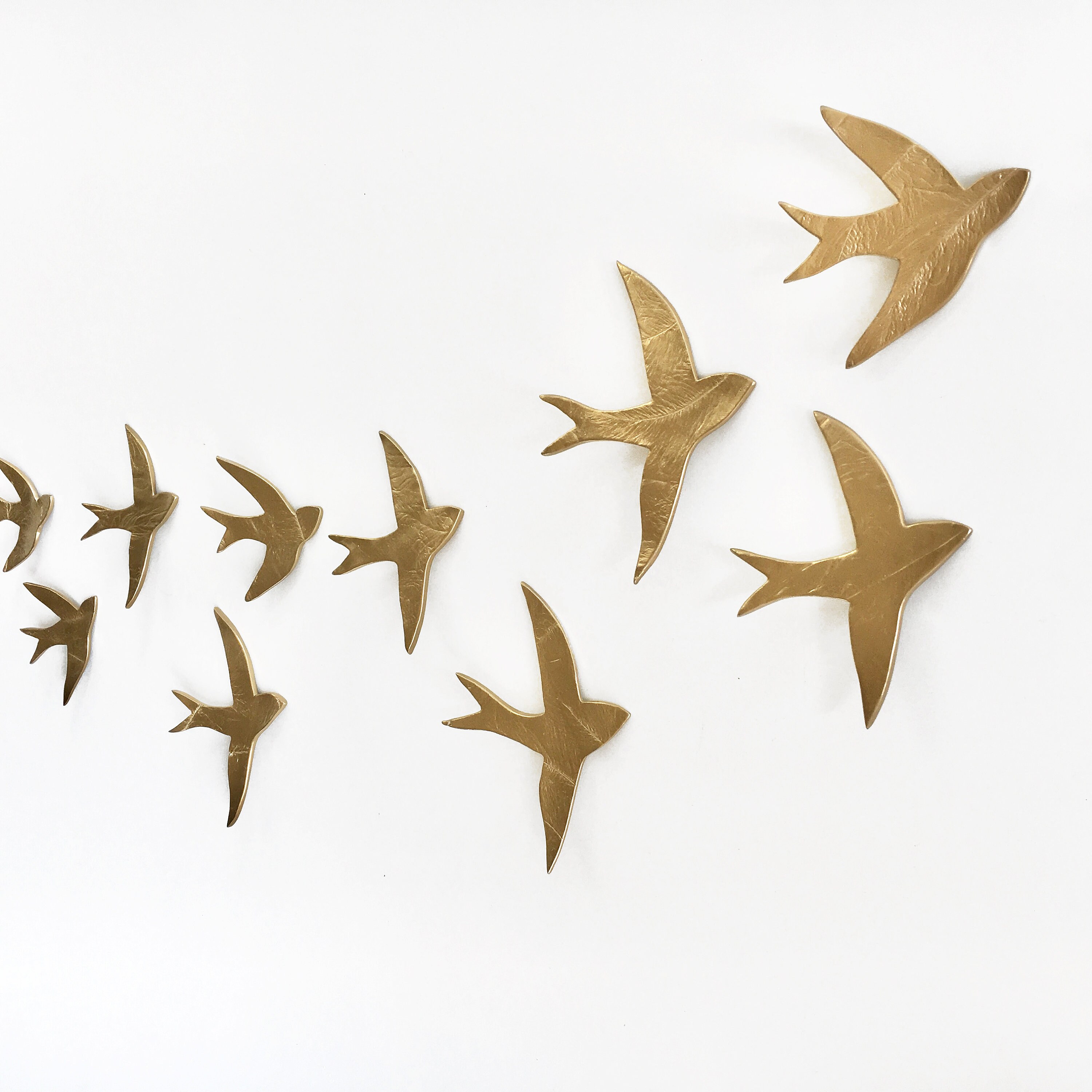 Gold wall art Flock 11 wall art sculpture birds swallows Original