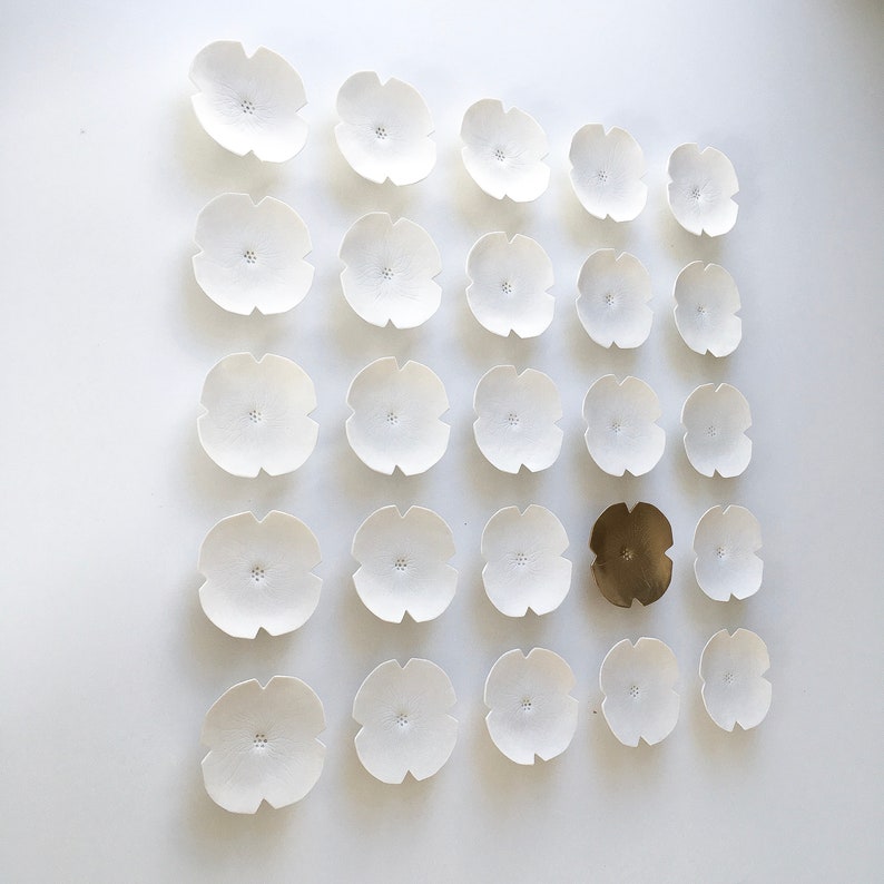Extra Large Wall Art Sculpture Set 25 Ceramic Flowers White & Etsy UK