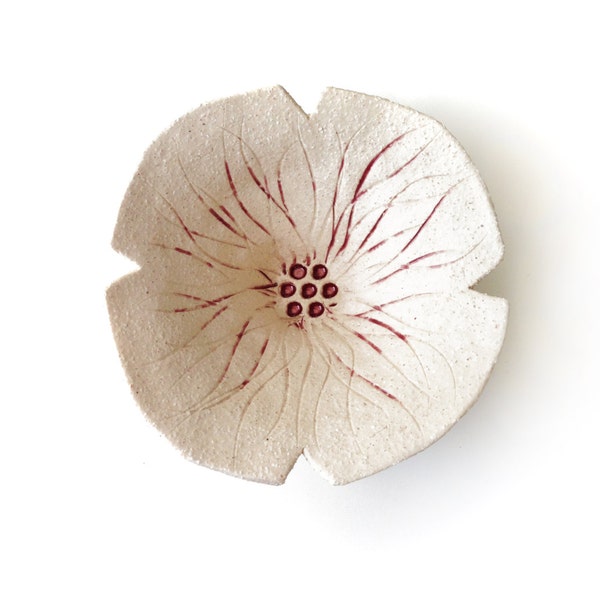 Poppy flower Functional Sculpture Cream Stoneware Ceramic Pottery Decorative Home Decor Gift For Her Hostess Gift Wedding Gift Idea Under 40