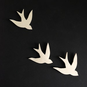 Together Porcelain swallows wall sculpture art Bathroom Art Bathroom decor Modern decorative ceramic wall decor Set of three birds image 1