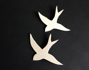 We fly together Wall art Swallows Porcelain Clay sculpture Ceramic birds Set of two Wedding gift idea Gift for best friends couples under 50