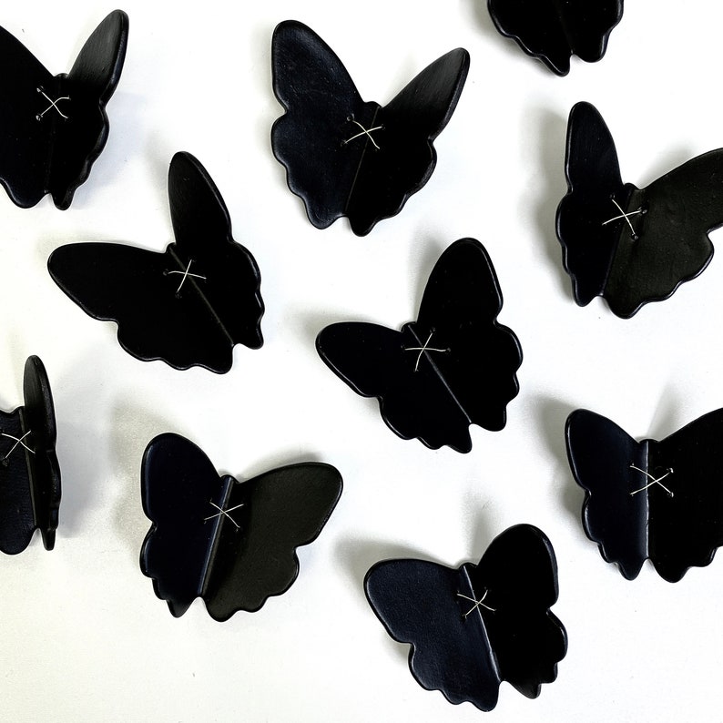 3D Butterfly Wall Art Black and Gold Porcelain Ceramic Etsy