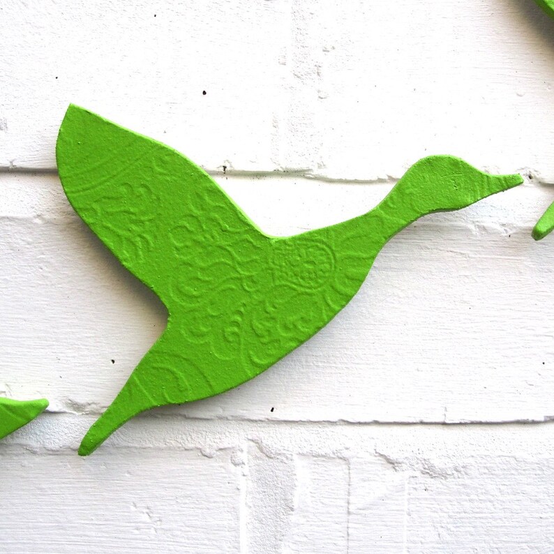 Ceramic wall art Three flying ducks set bright scarlet red Etsy