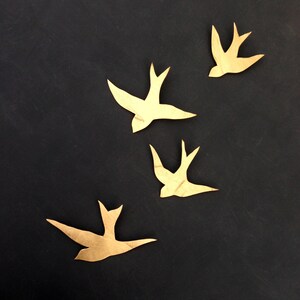 We fly together Gold porcelain wall art swallows Modern ceramic gold bird wall sculpture Bathroom art gift Swallow family READY TO SHIP image 1