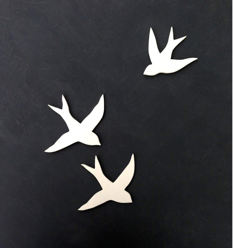 We fly together Wall art Swallows Porcelain Clay sculpture Ceramic birds Set of two Wedding gift idea Gift for best friends couples under 50 image 5