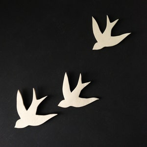 Porcelain swallows wall art Wall sculpture Bathroom Art Bathroom decor Modern decorative ceramic wall decor Set of three birds Xmas Gift image 1