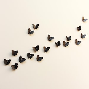 3D Porcelain Butterfly Wall Art: Black & Gold Wire Set of 18 image 1