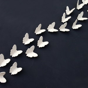 Large Wall art 15 Porcelain 3D Butterflies White Butterfly & Sterling Silver, Copper or Gold colour Brass Decor Bathroom Living Room Bedroom image 2