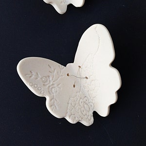 3D butterfly ceramic wall art Textured wall sculpture 6 Original white porcelain ceramic and sterling silver sculptures Wall hanging image 4