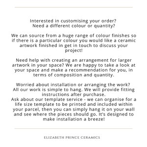 Graphic showing that we can customise any artwork in my esty store. Custom Bespoke Ceramic art.