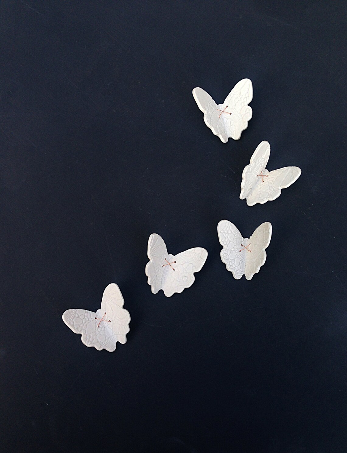 3D Butterfly Wall Art 5 Copper & White Porcelain Ceramic Etsy