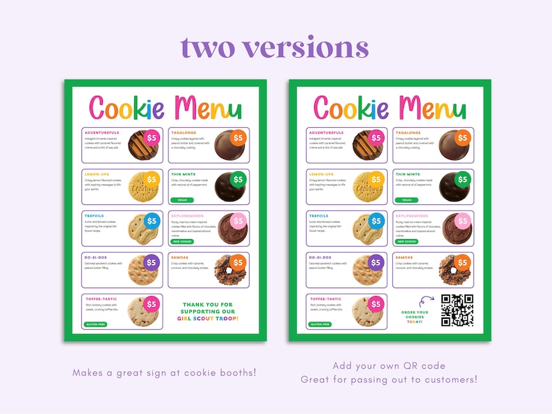 Cookie Menu Flyer & Booth Sign | Canva Template and Pdfs - Etsy