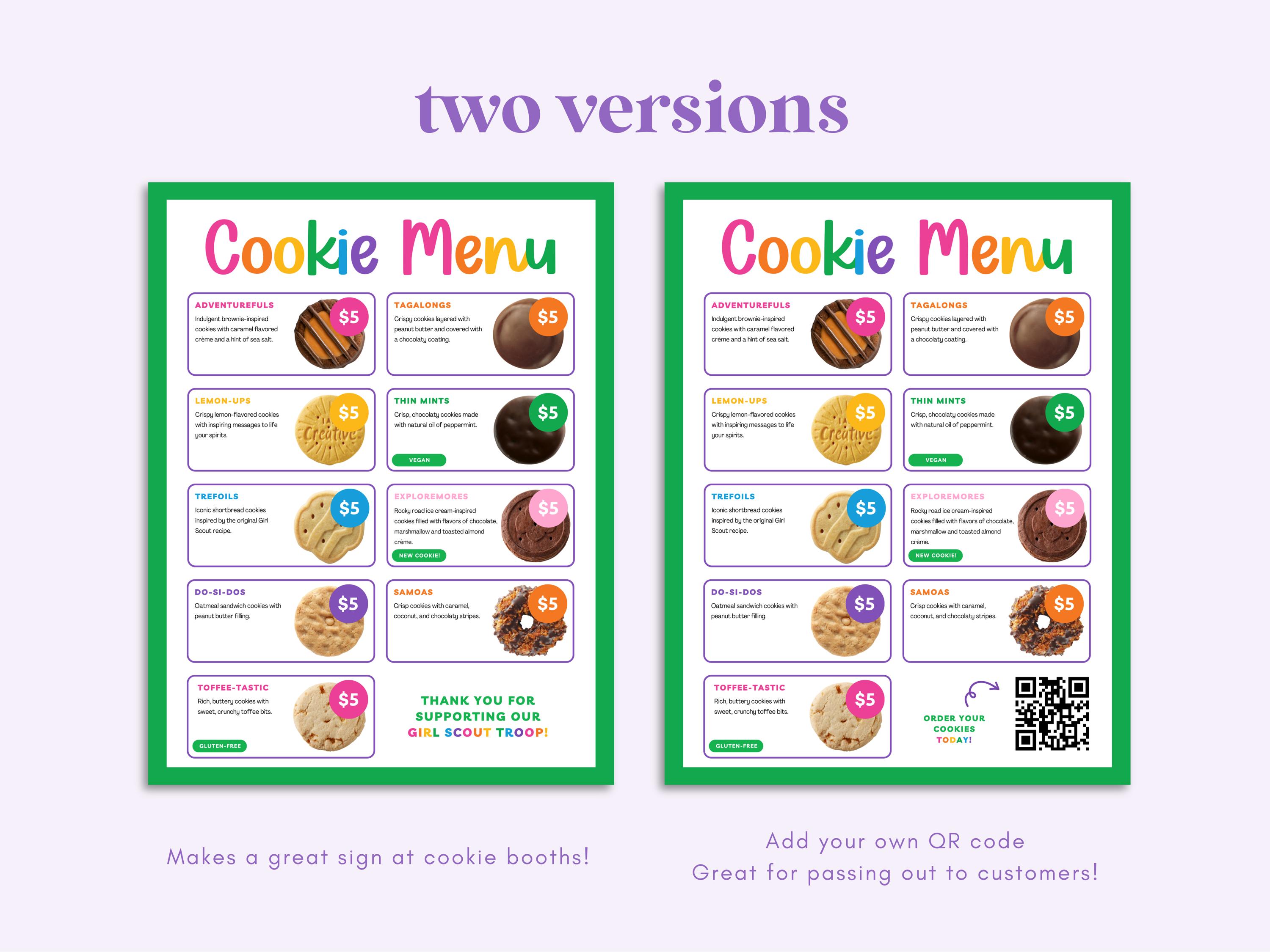 Cookie Menu Flyer & Booth Sign | Canva Template and Pdfs - Etsy