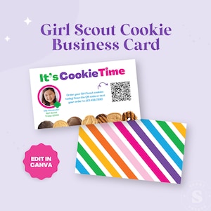 Girl Scout Kekse Visitenkarte Canva Template | Sofortdownload | Girl Scouts Cookie Visitenkarte | Cookie Karten | Keksverkauf