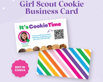 Girl Scout Cookies Business Card Canva Template | Instant Download | Girl Scouts Cookie Business Card | Cookie Cards | Cookie Sales