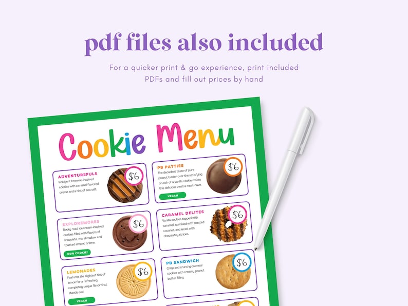 Cookie Menu Flyer & Booth Sign | Canva Template and Pdfs - Etsy