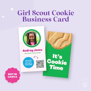 Girl Scout Kekse Visitenkarte Canva Template | Sofortdownload | Girl Scouts Cookie Visitenkarte | Cookie Karten | Keksverkauf