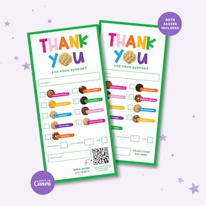 ガールスカウトクッキーサンキューカード | 印刷可能 | すぐにダウンロード | ガールスカウトクッキーレシート | クッキー注文