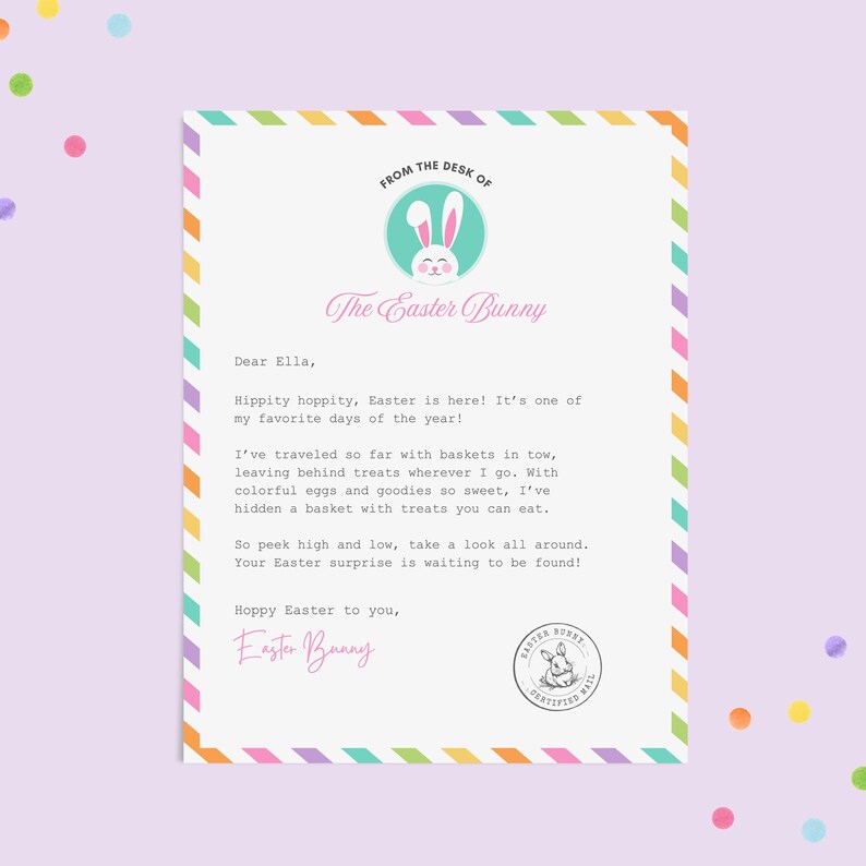 Official Easter Bunny Letter From the Desk of the Easter Bunny ...