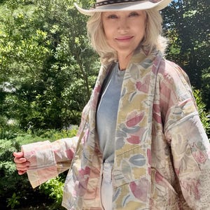 One-of-a-Kind Patchwork Quilt Jacket: Vintage  Kimono Style