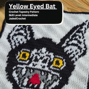 Yellow-Eyed Bat Crochet Tapestry Pattern / Wall Art / Home Decor / Instant Download / Traditional