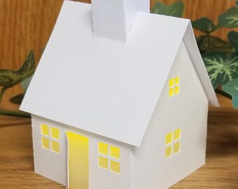 Paper House Luminary, Tea Light Village, Cape House, Christmas Village, Lantern, Housewarming Gift, Gift for Her, Tiered Tray Filler