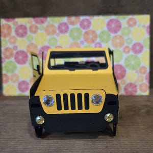 Carte avec boîte pour véhicule tout-terrain, style Jeep, carte avec pli à plat, 3D, enveloppe complémentaire, cadeau pour elle, cadeau pour elle, cadeau pour lui