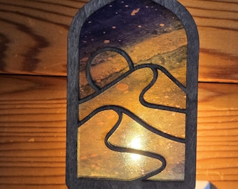 Moon Over Mountains Night Light, Landscape Style Plug In Light, LED Nightlight